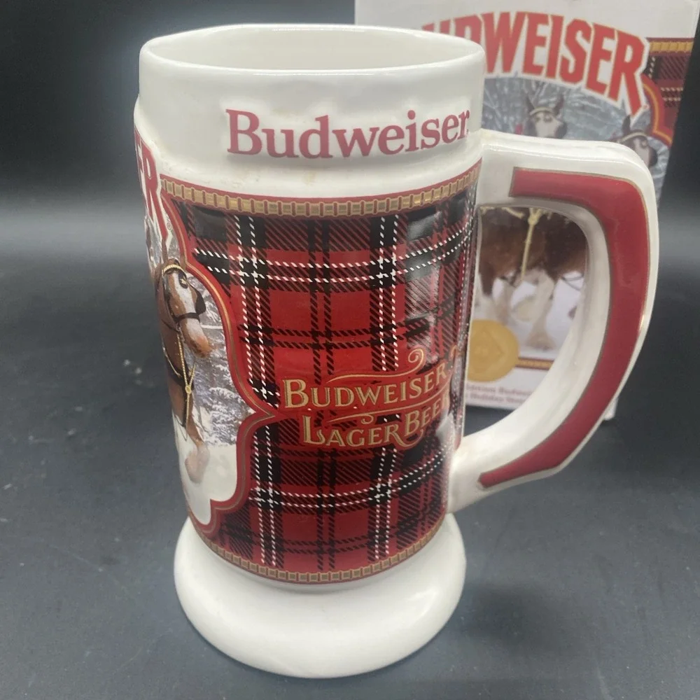 2021 - Budweiser 42nd Anniversary Christmas Stein Plaid Holiday Clydesdale